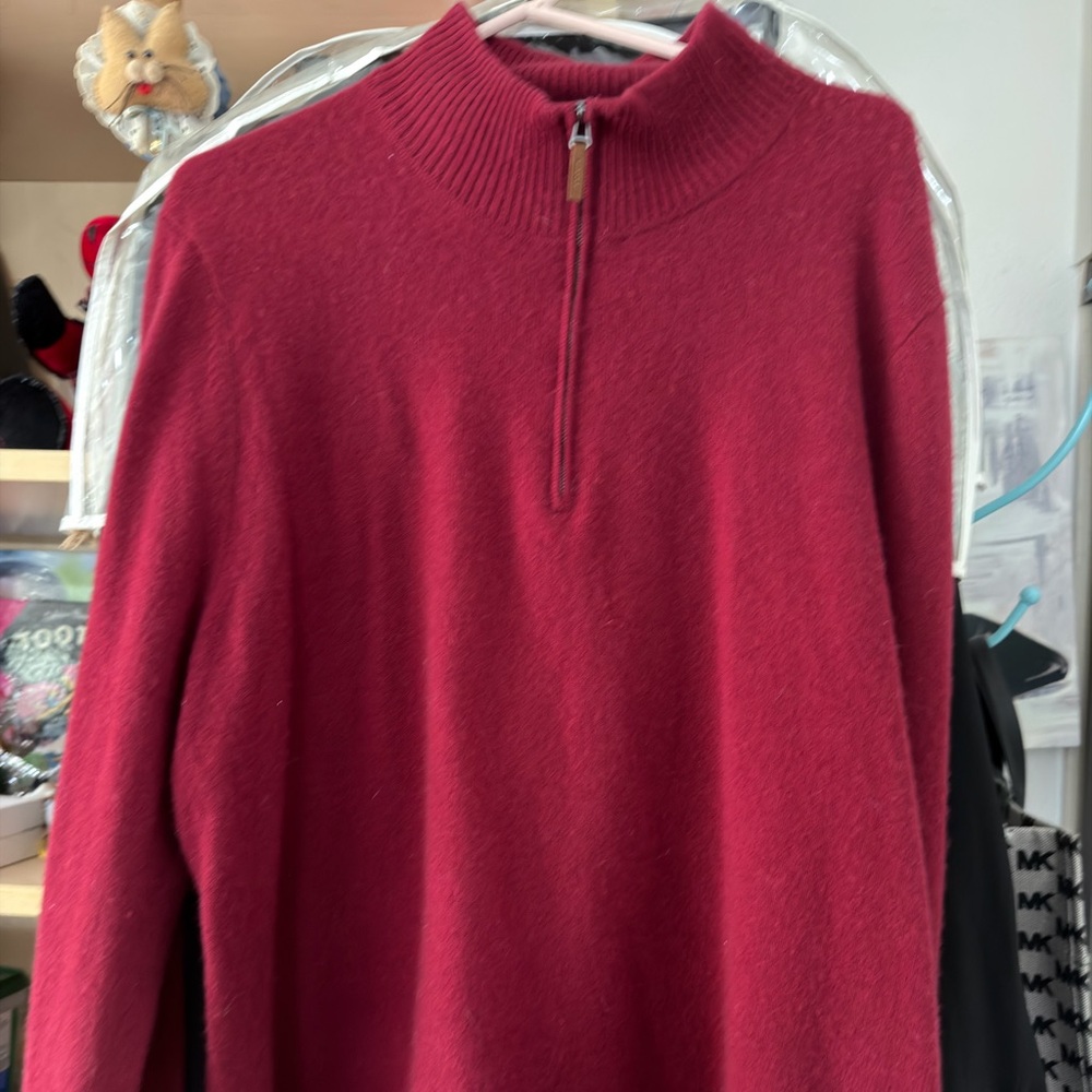 Nordstrom Men's half Zip CASHMERE Sweater - Rich Red